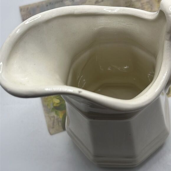 Farmhouse Cream Creamer Ceramic Pitcher with Fall Autumn Faux Flowers - Picture 13 of 13